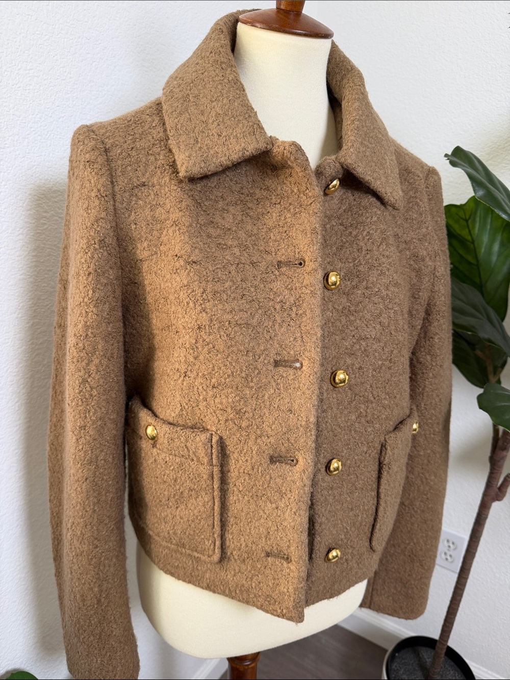 NWT OAK + FORT BOUCLE WOOL BLEND COLLARED JACKET - Picture 3 of 10
